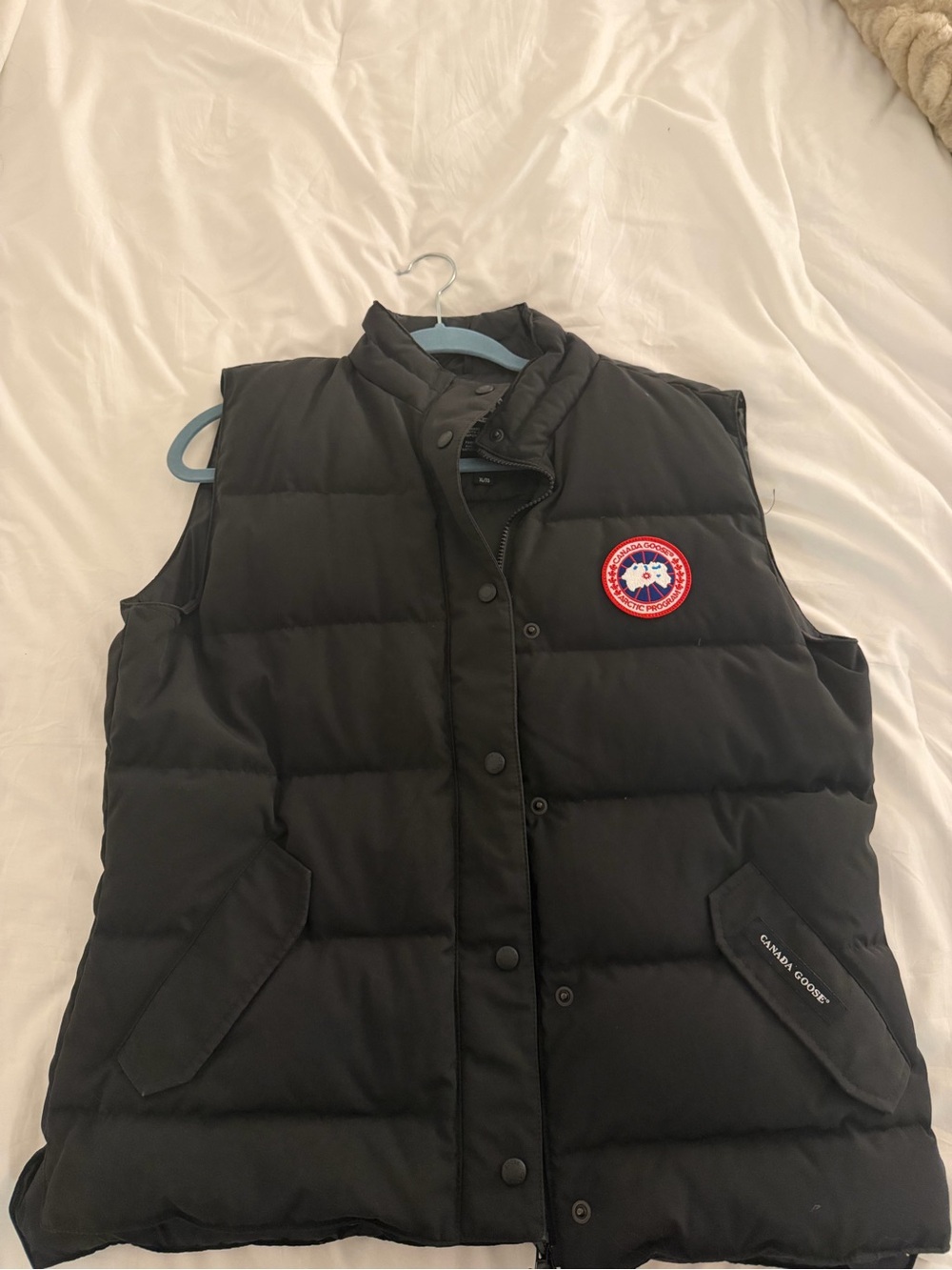 Canada Goose Black Puffer Down Vest with Red Logo Patch